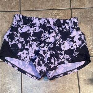Women's Performance Running Shorts in Purple Black Print NEW